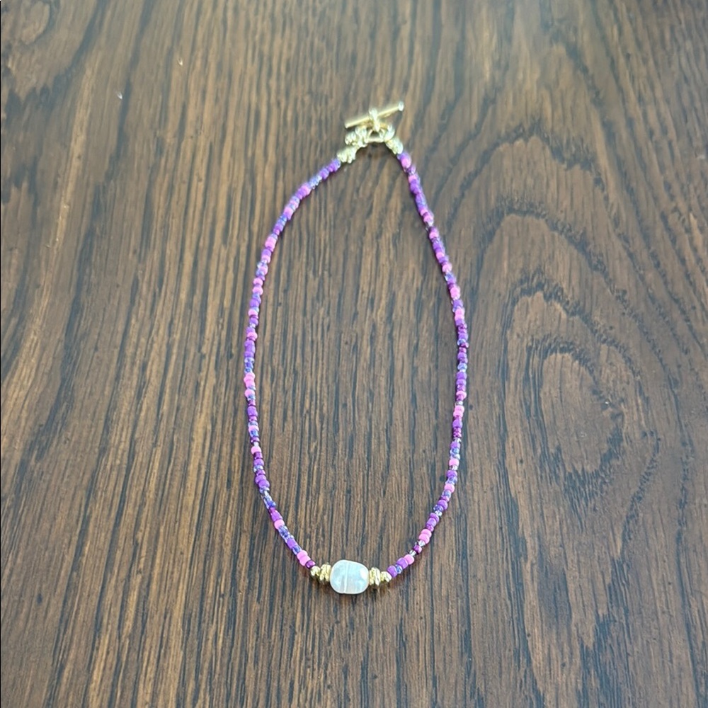 Purple and Pink Beaded Necklace